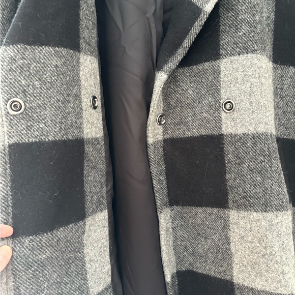 Pendleton Windowpane Plaid Black Gray Check Wool Coat L XL - Picture 7 of 9